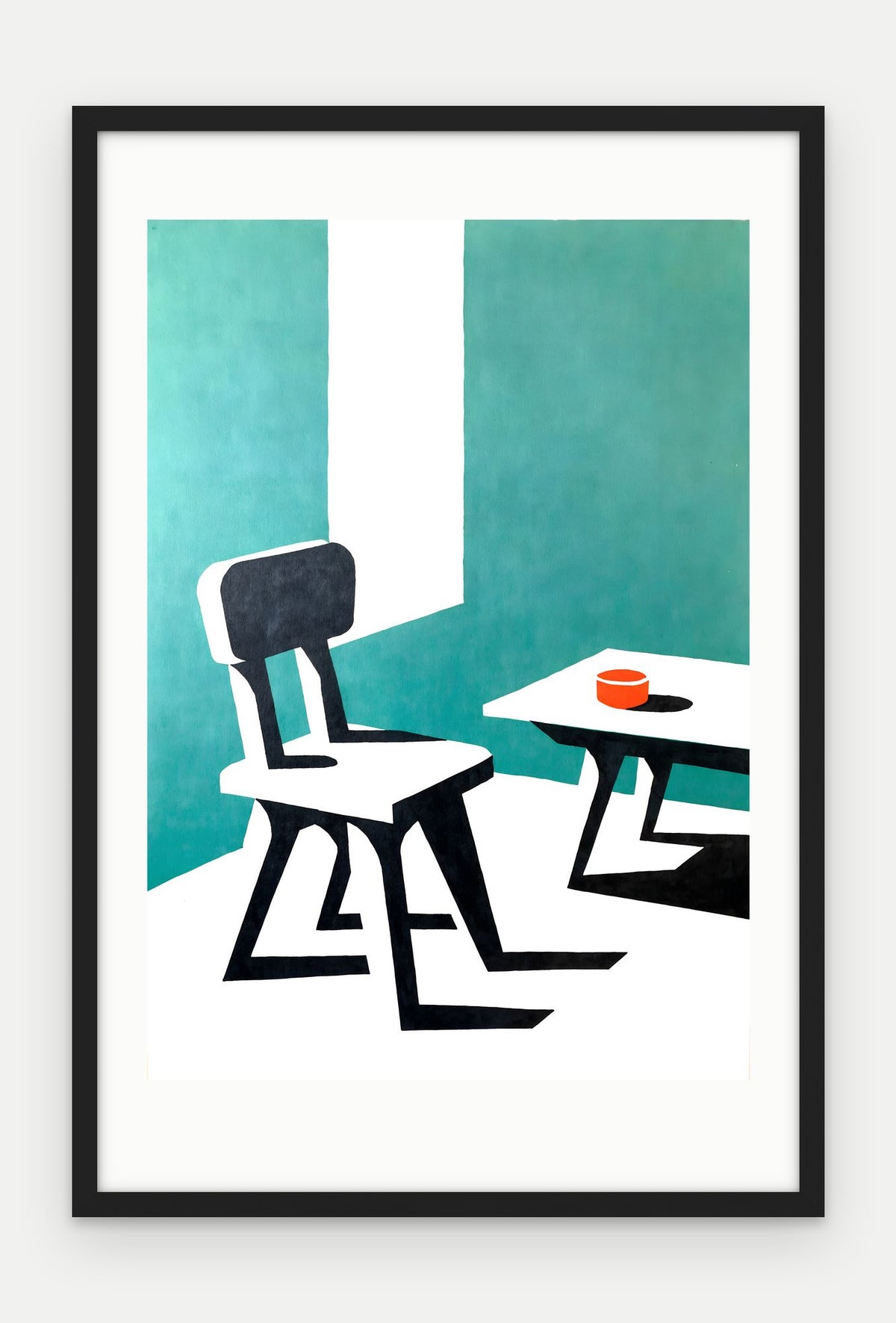 Plakat Krzesło w ramie, oprawa: drewno czarne, z passe-partout, format 40 × 60 cm