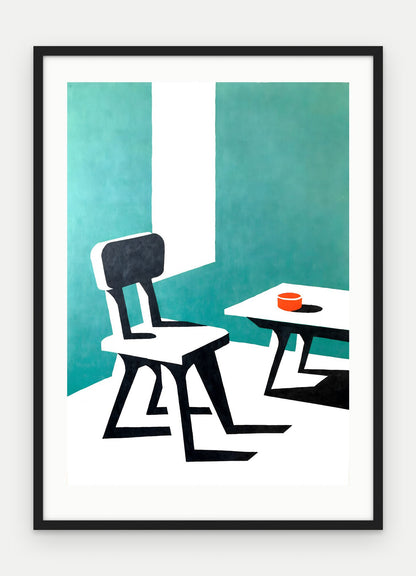 Plakat Krzesło w ramie, oprawa: drewno czarne, z passe-partout, format 50 × 70 cm