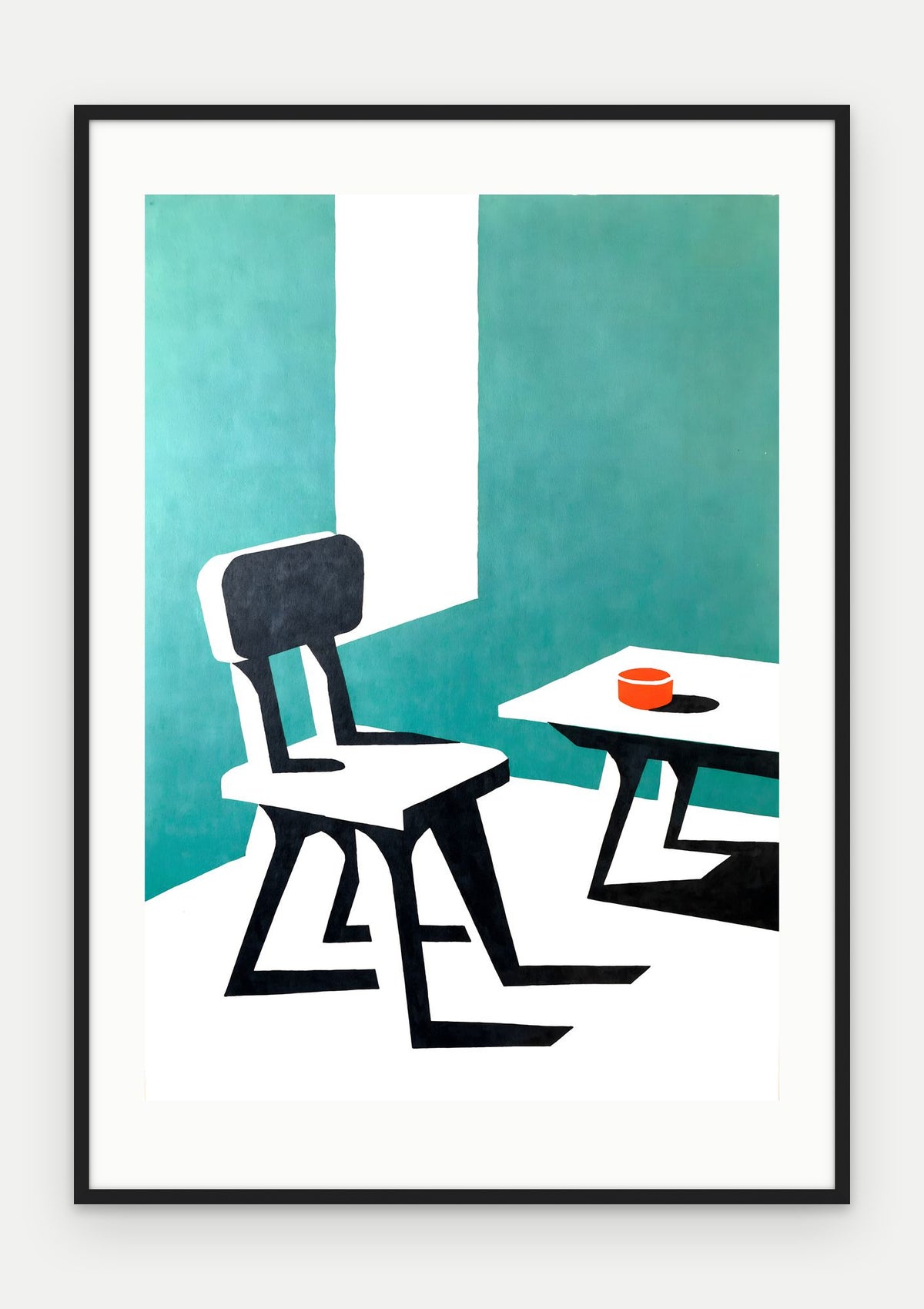 Plakat Krzesło w ramie, oprawa: drewno czarne, z passe-partout, format 70 × 100 cm