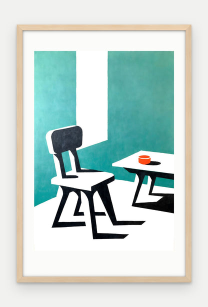 Plakat Krzesło w ramie, oprawa: drewno naturalne, z passe-partout, format 40 × 60 cm