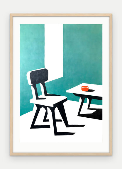 Plakat Krzesło w ramie, oprawa: drewno naturalne, z passe-partout, format 50 × 70 cm
