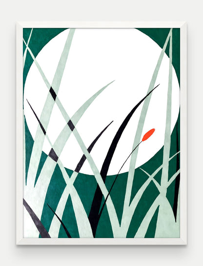 Obraz na płótnie Ksiezyc w ramie, oprawa: drewno białe, format 60 × 80 cm