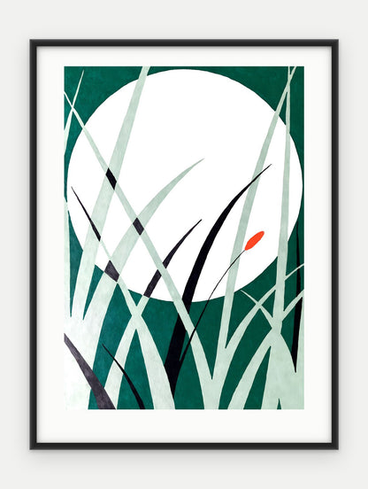 Plakat Księżyc w ramie, oprawa: aluminium czarne, z passe-partout, format 30 × 40 cm