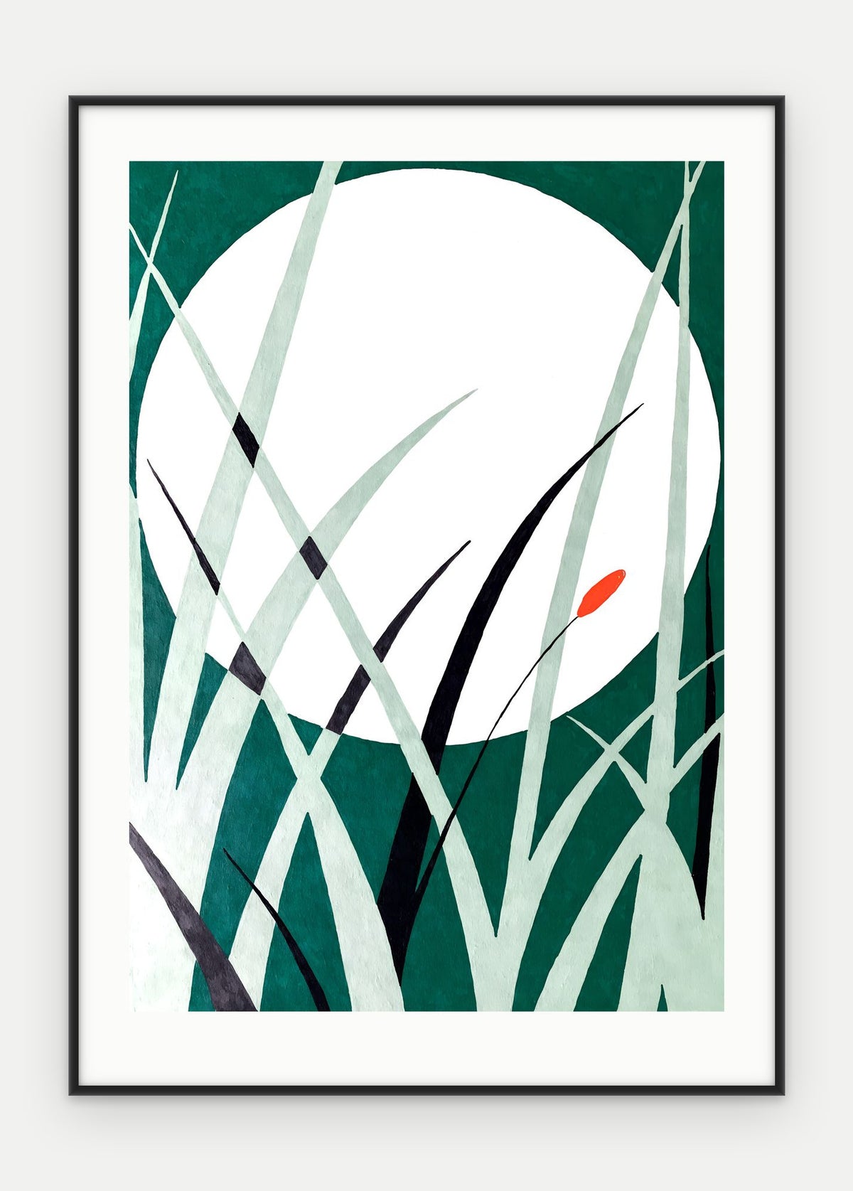 Plakat Księżyc w ramie, oprawa: aluminium czarne, z passe-partout, format 50 × 70 cm