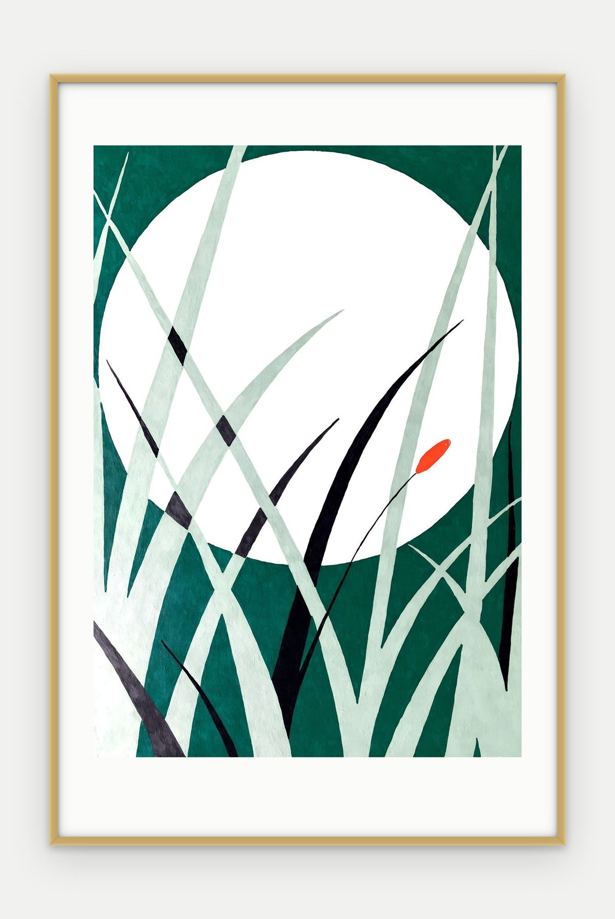 Plakat Księżyc w ramie, oprawa: aluminium złote, z passe-partout, format 40 × 60 cm