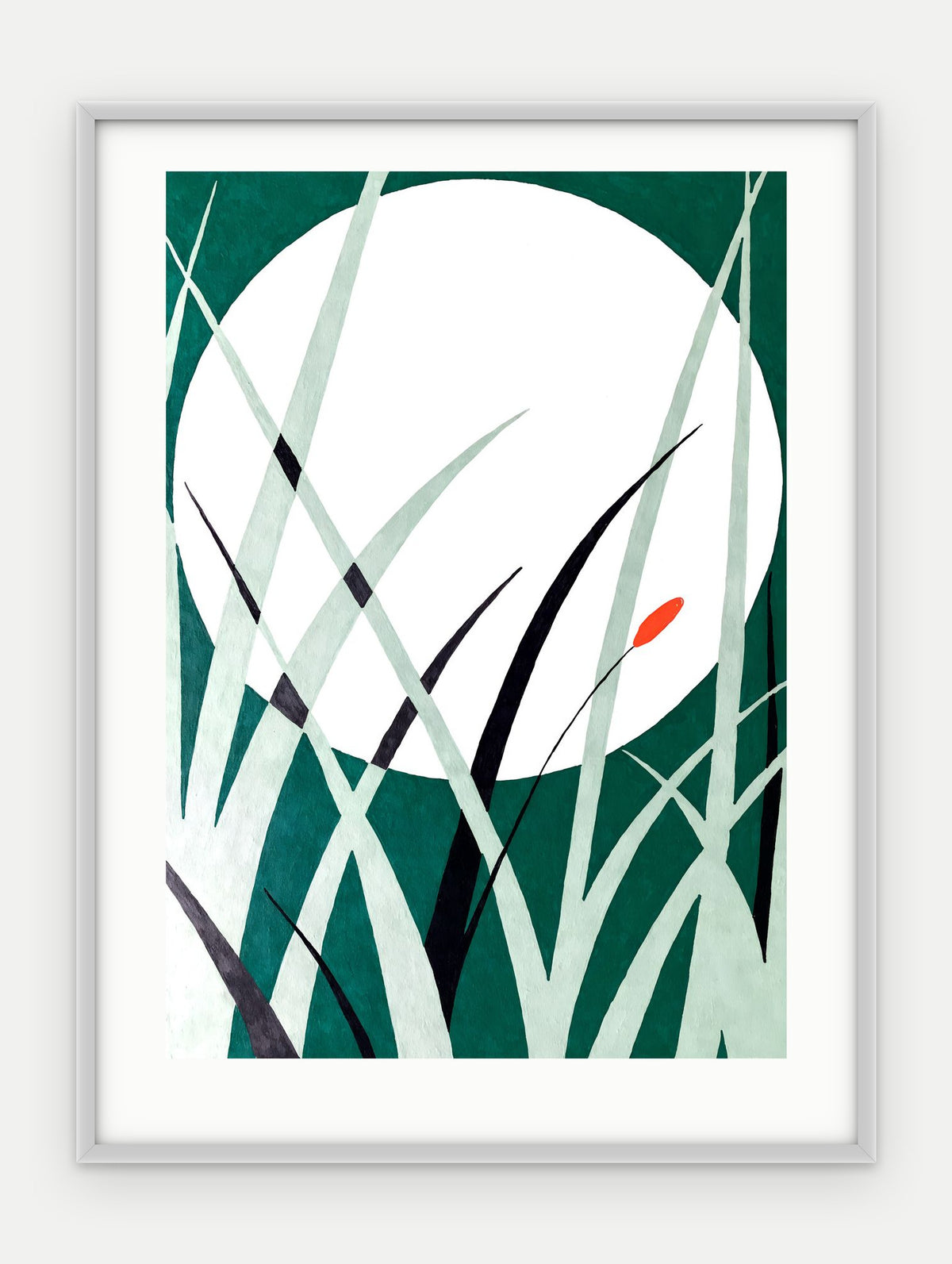 Plakat Księżyc w ramie, oprawa: aluminium srebrne, z passe-partout, format 30 × 40 cm