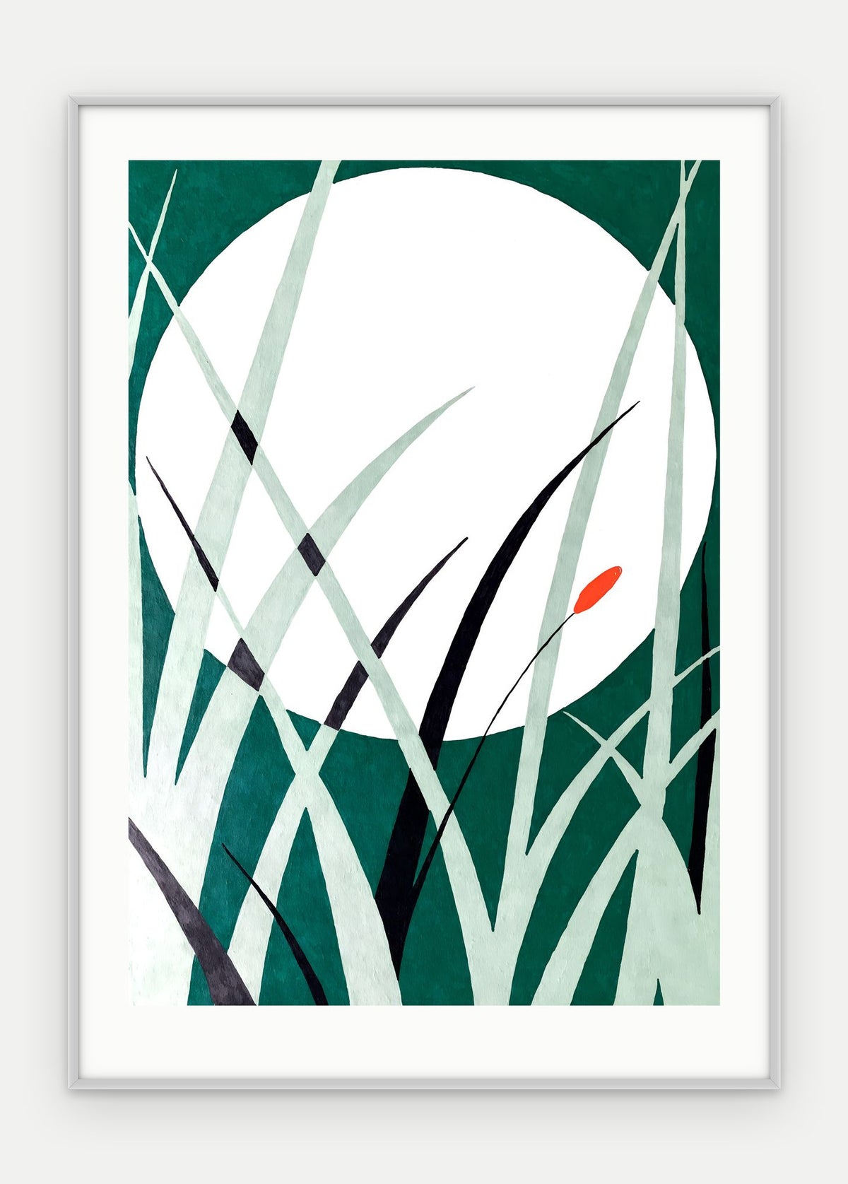 Plakat Księżyc w ramie, oprawa: aluminium srebrne, z passe-partout, format 50 × 70 cm