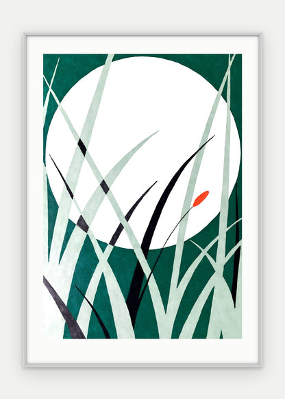 Plakat Księżyc w ramie, oprawa: aluminium srebrne, z passe-partout, format 50 × 70 cm