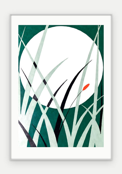 Plakat Księżyc w ramie, oprawa: aluminium srebrne, z passe-partout, format 70 × 100 cm