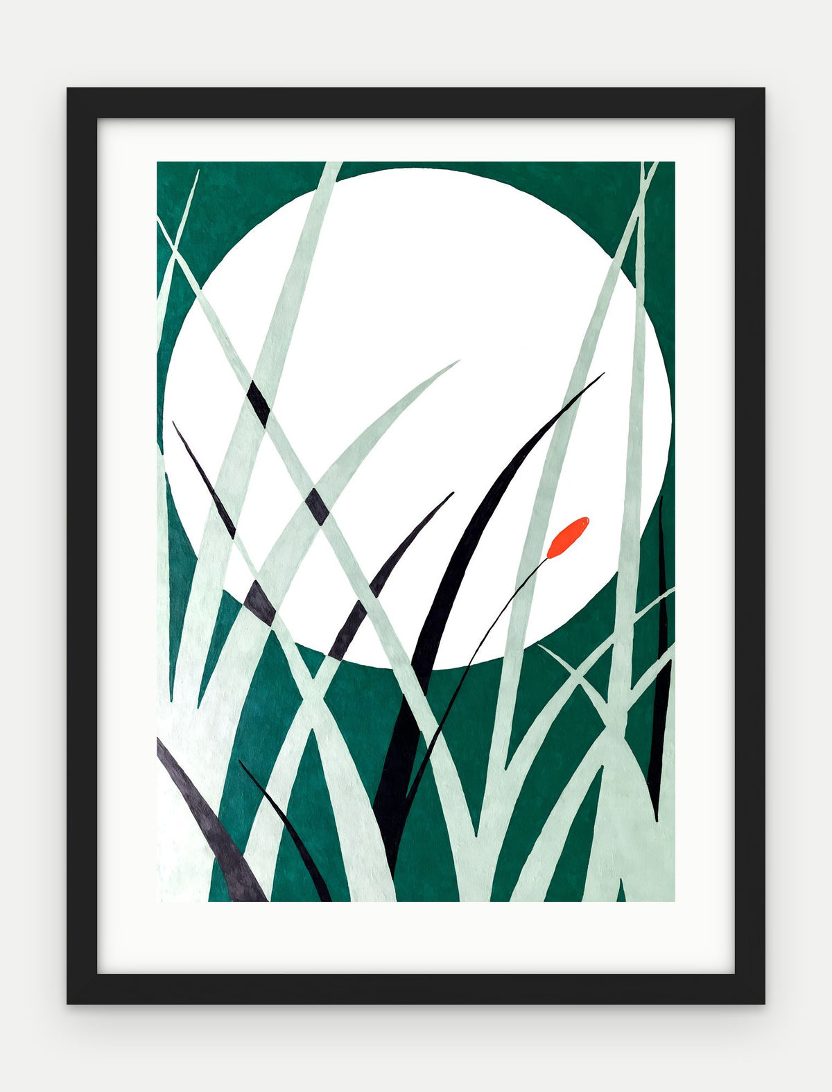 Plakat Księżyc w ramie, oprawa: drewno czarne, z passe-partout, format 30 × 40 cm