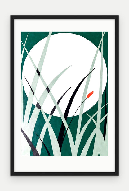 Plakat Księżyc w ramie, oprawa: drewno czarne, z passe-partout, format 40 × 60 cm