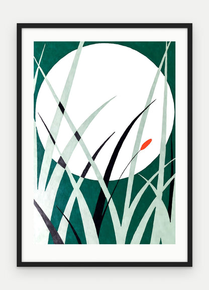 Plakat Księżyc w ramie, oprawa: drewno czarne, z passe-partout, format 50 × 70 cm