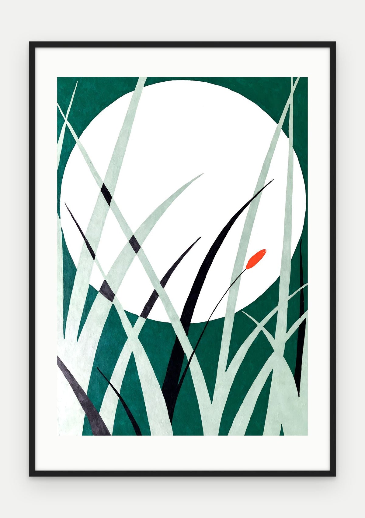 Plakat Księżyc w ramie, oprawa: drewno czarne, z passe-partout, format 70 × 100 cm