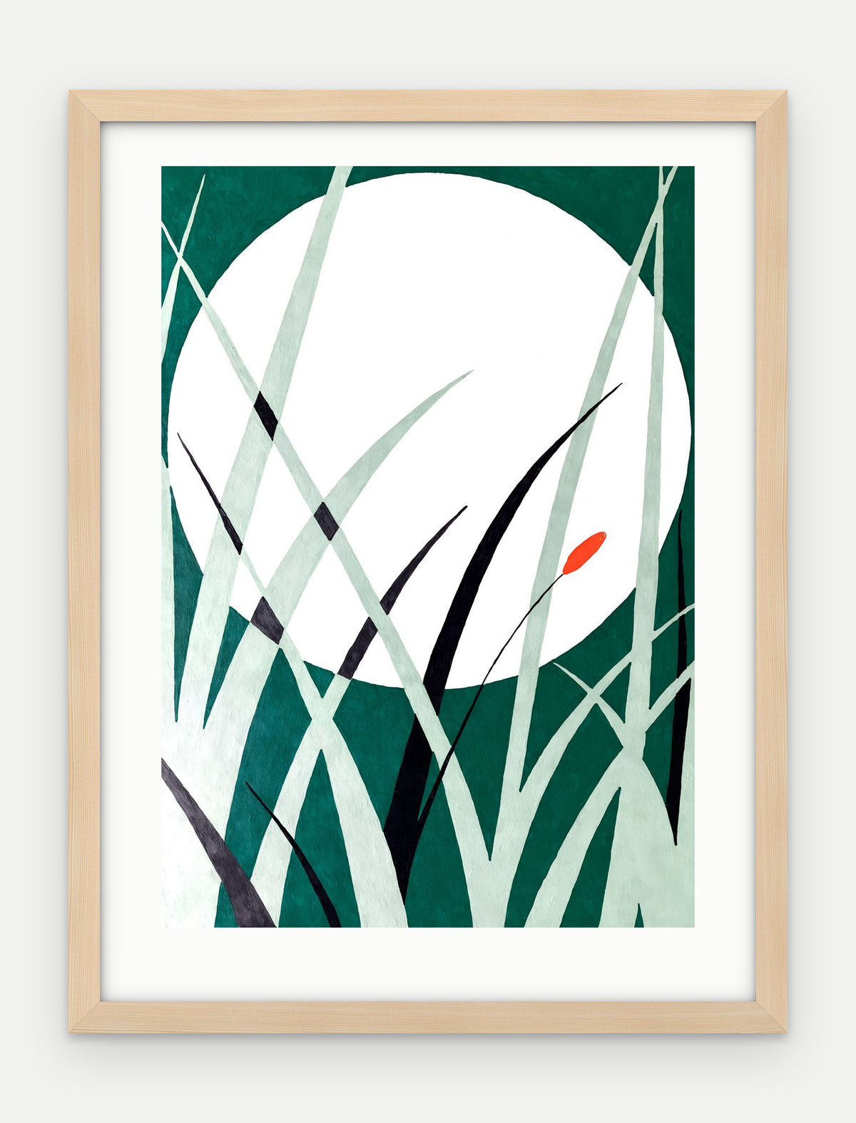 Plakat Księżyc w ramie, oprawa: drewno naturalne, z passe-partout, format 30 × 40 cm