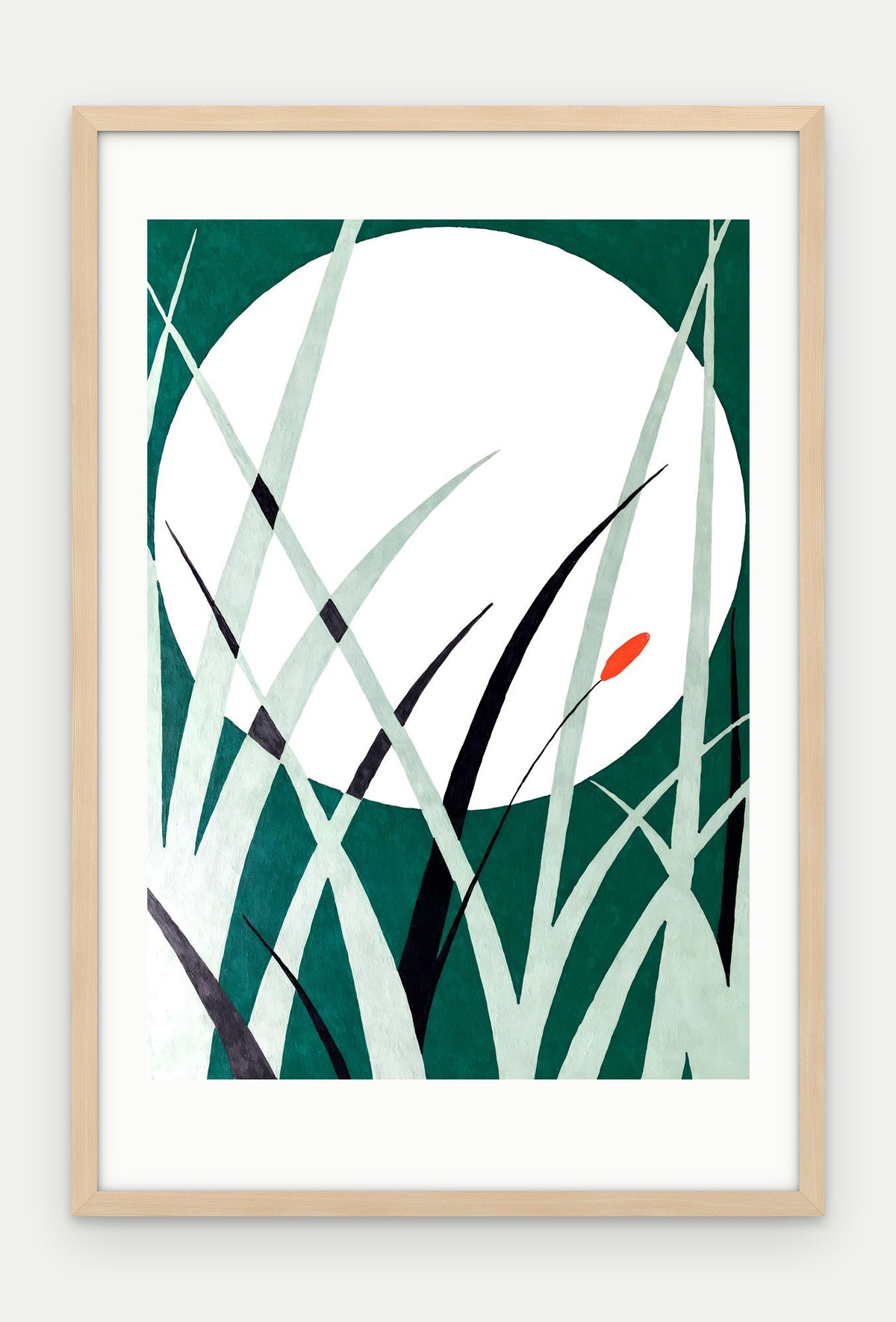 Plakat Księżyc w ramie, oprawa: drewno naturalne, z passe-partout, format 40 × 60 cm