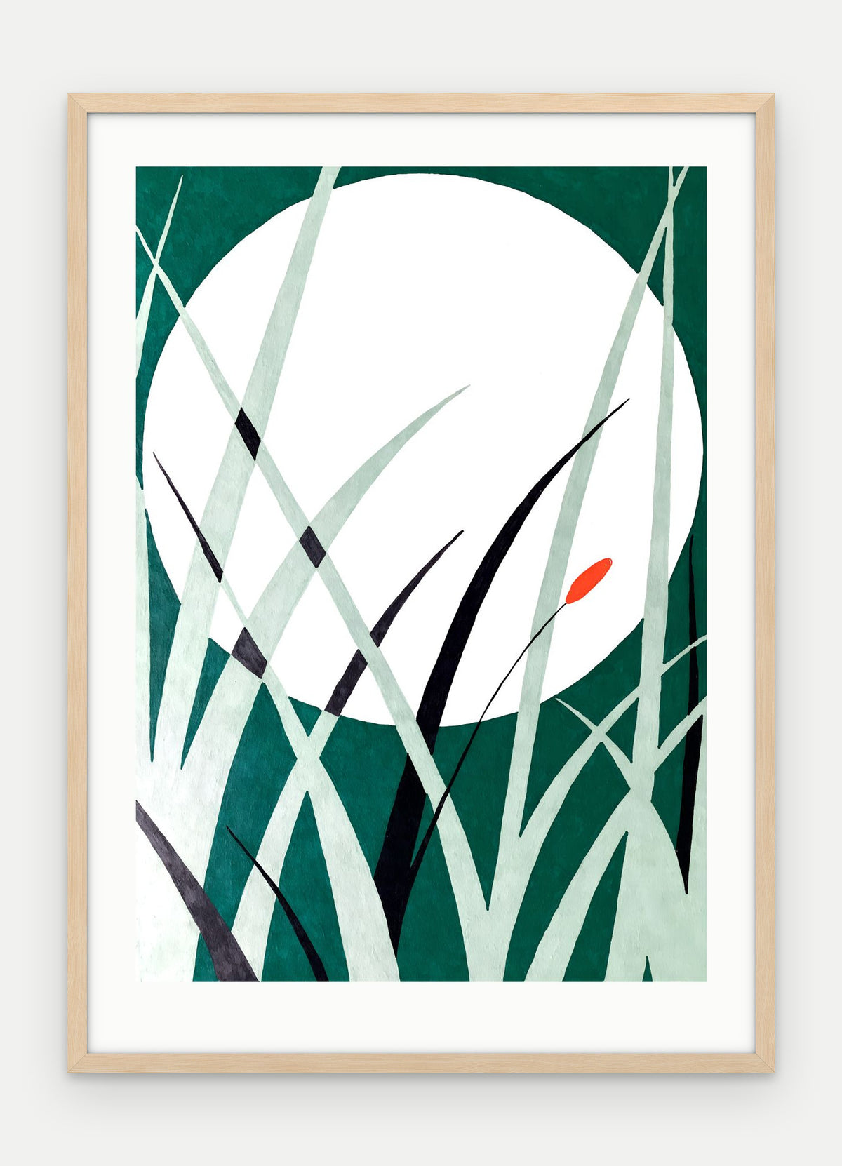Plakat Księżyc w ramie, oprawa: drewno naturalne, z passe-partout, format 50 × 70 cm
