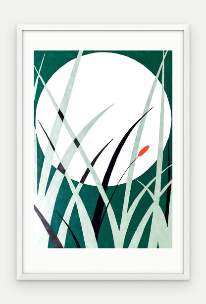 Plakat Księżyc w ramie, oprawa: drewno białe, z passe-partout, format 40 × 60 cm
