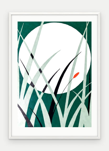 Plakat Księżyc w ramie, oprawa: drewno białe, z passe-partout, format 50 × 70 cm