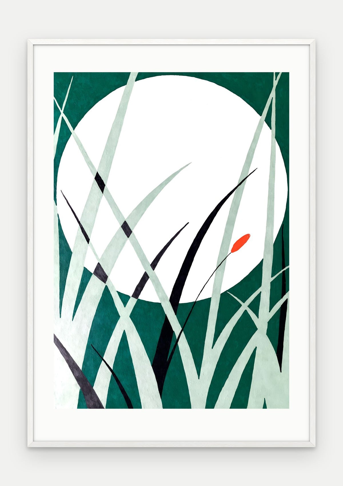 Plakat Księżyc w ramie, oprawa: drewno białe, z passe-partout, format 70 × 100 cm