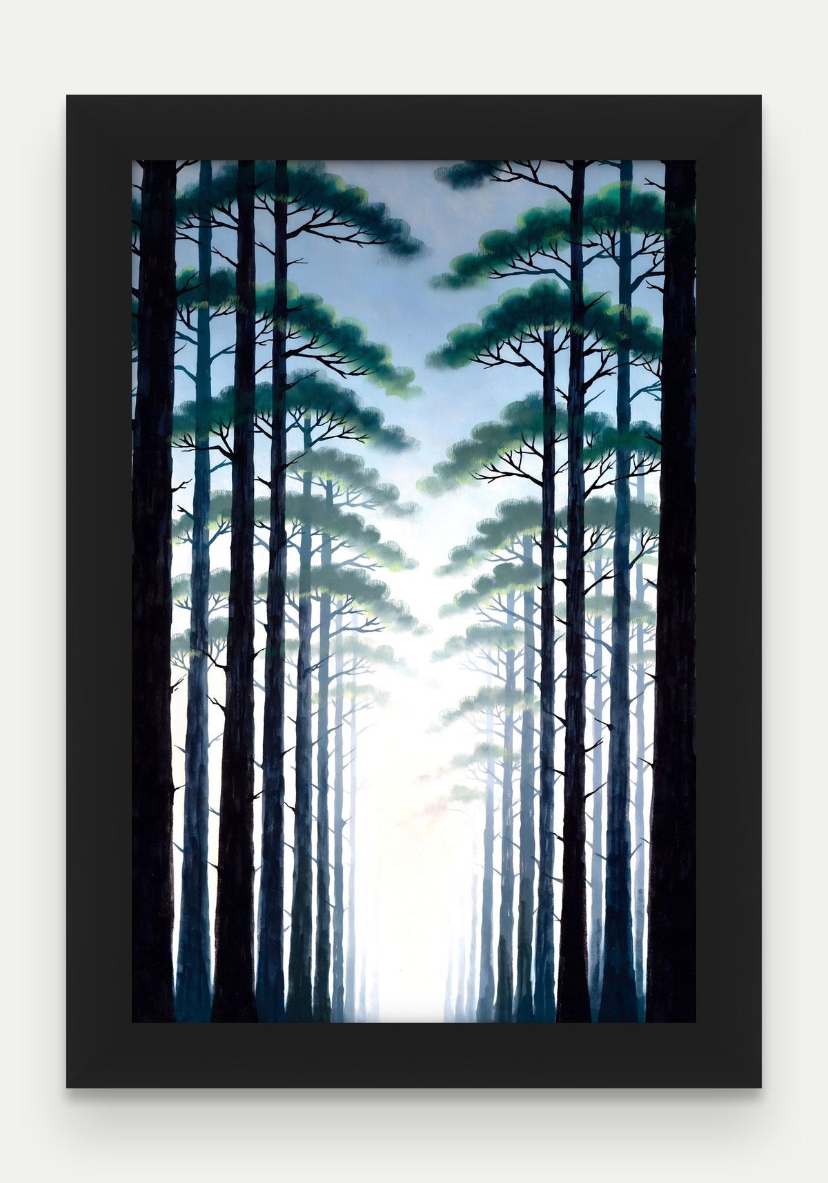Obraz na płótnie Las w ramie, oprawa: drewno czarne, format 20 × 30 cm