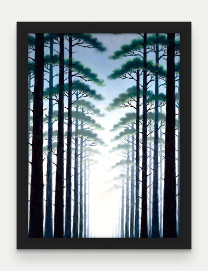 Obraz na płótnie Las w ramie, oprawa: drewno czarne, format 30 × 40 cm