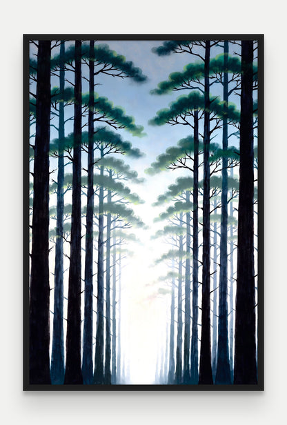 Obraz na płótnie Las w ramie, oprawa: drewno czarne, format 80 × 120 cm