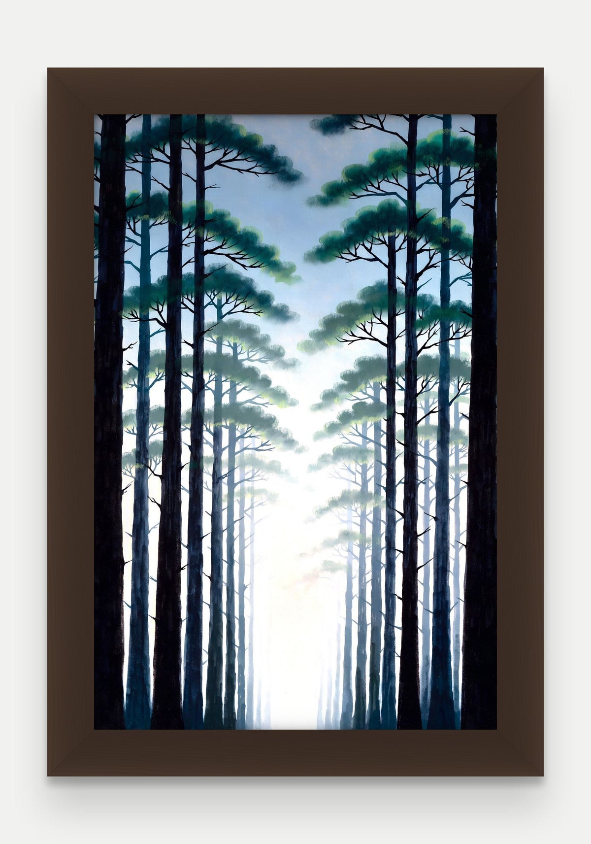 Obraz na płótnie Las w ramie, oprawa: drewno brązowe, format 20 × 30 cm
