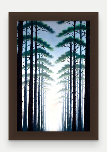 Obraz na płótnie Las w ramie, oprawa: drewno brązowe, format 20 × 30 cm