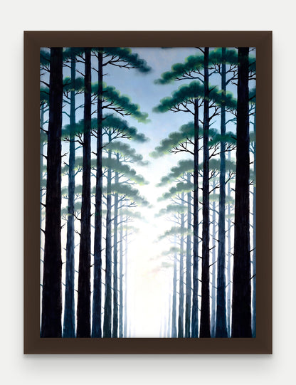 Obraz na płótnie Las w ramie, oprawa: drewno brązowe, format 30 × 40 cm