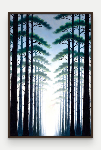 Obraz na płótnie Las w ramie, oprawa: drewno brązowe, format 80 × 120 cm