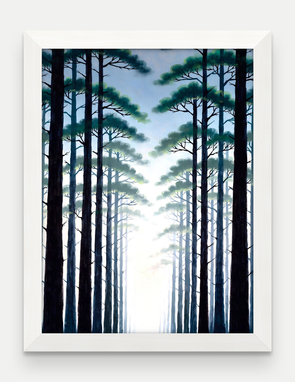 Obraz na płótnie Las w ramie, oprawa: drewno białe, format 30 × 40 cm