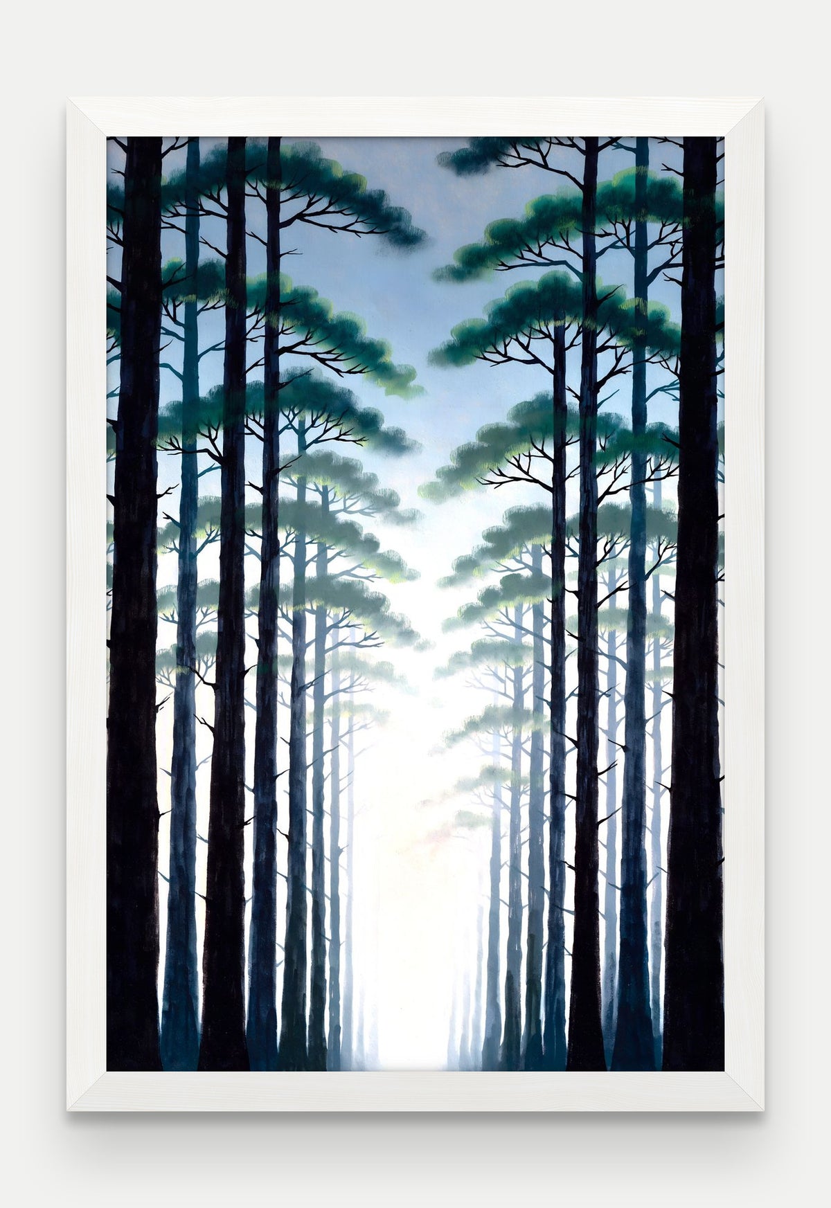 Obraz na płótnie Las w ramie, oprawa: drewno białe, format 40 × 60 cm