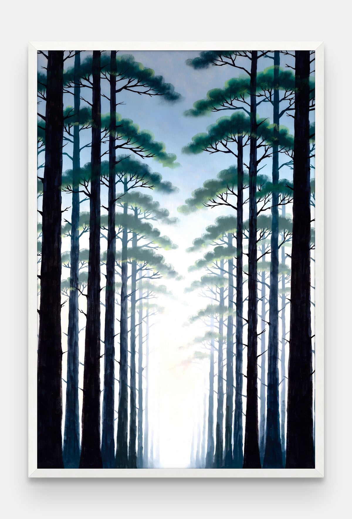 Obraz na płótnie Las w ramie, oprawa: drewno białe, format 80 × 120 cm