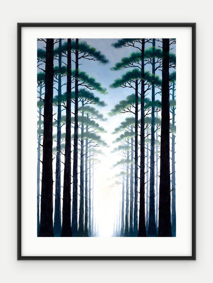 Plakat Las w ramie, oprawa: aluminium czarne, z passe-partout, format 30 × 40 cm