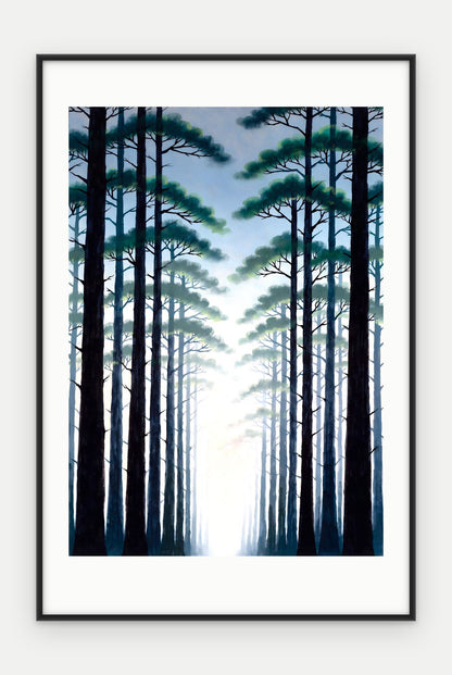 Plakat Las w ramie, oprawa: aluminium czarne, z passe-partout, format 40 × 60 cm
