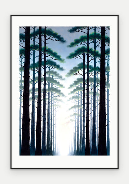Plakat Las w ramie, oprawa: aluminium czarne, z passe-partout, format 70 × 100 cm