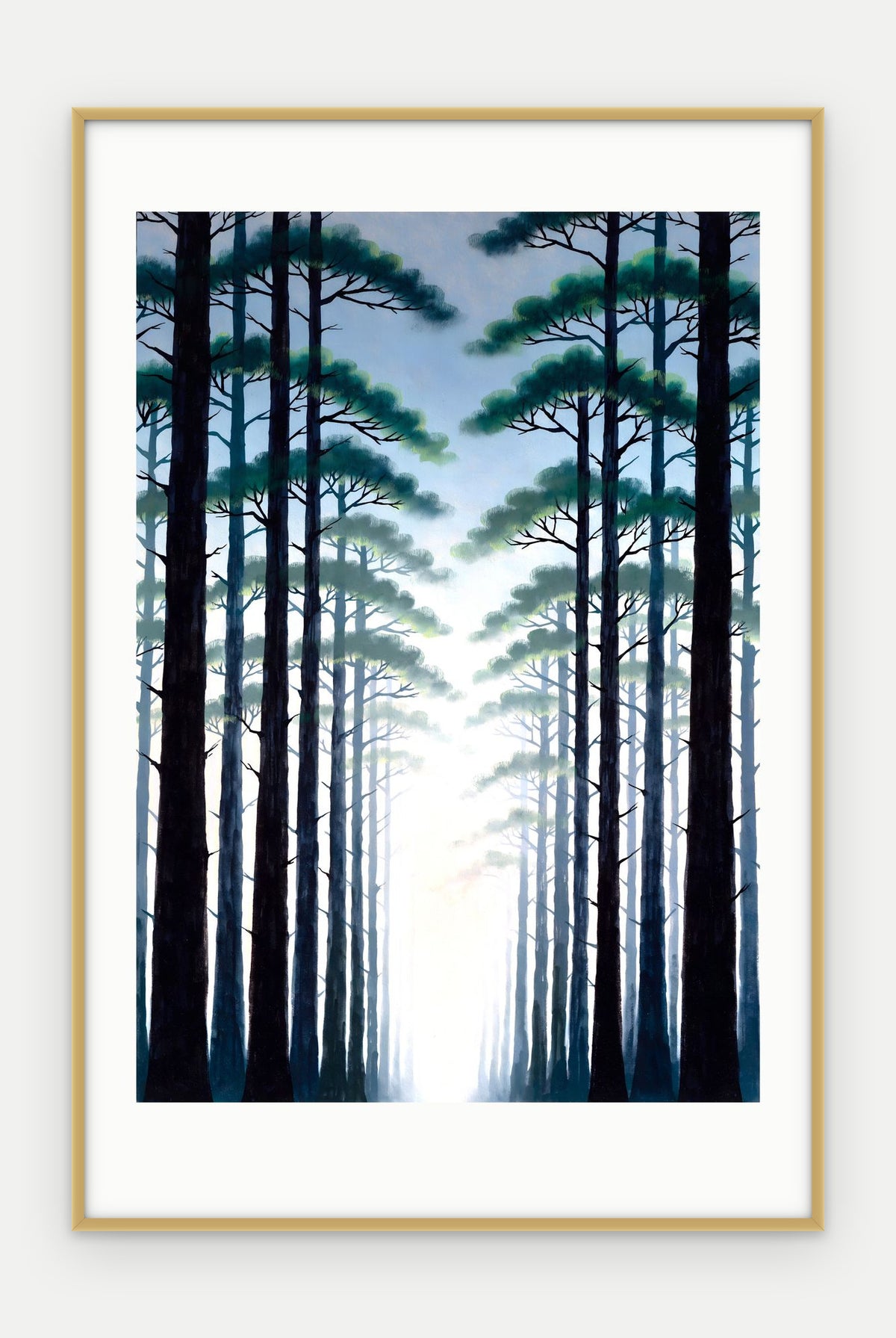 Plakat Las w ramie, oprawa: aluminium złote, z passe-partout, format 40 × 60 cm