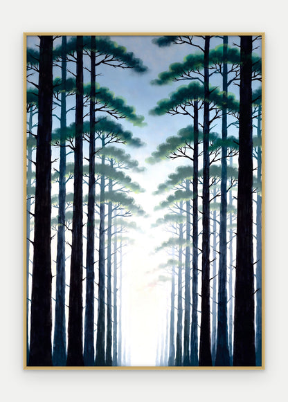 Plakat Las w ramie, oprawa: aluminium złote, format 50 × 70 cm