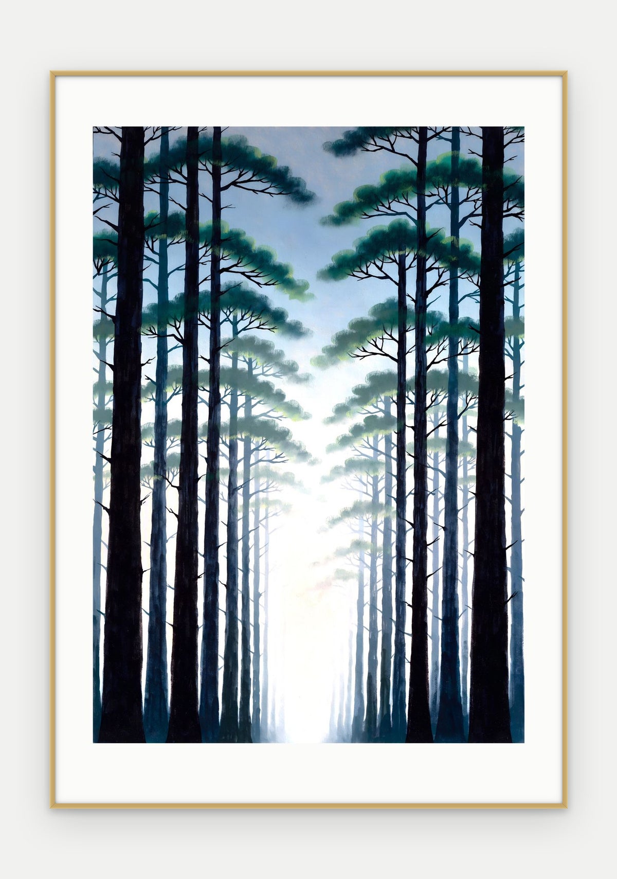 Plakat Las w ramie, oprawa: aluminium złote, z passe-partout, format 70 × 100 cm