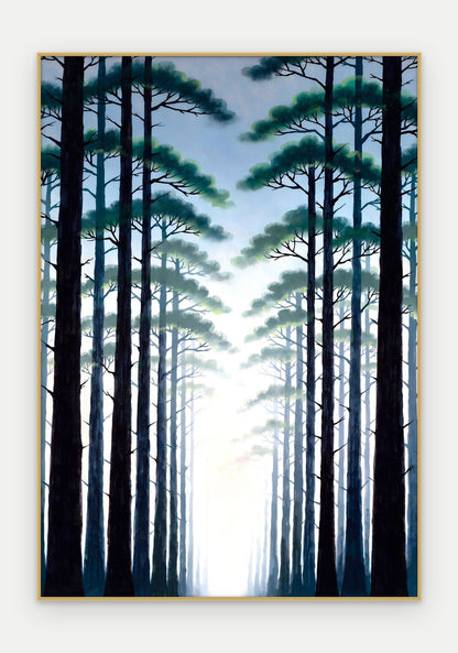 Plakat Las w ramie, oprawa: aluminium złote, format 70 × 100 cm