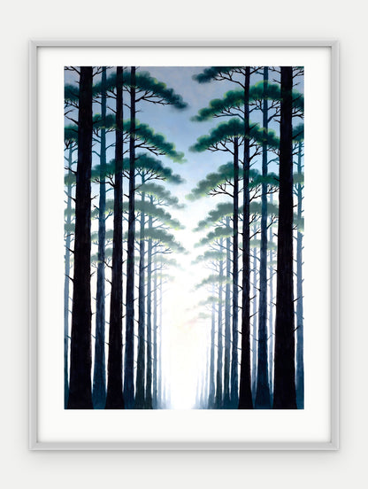 Plakat Las w ramie, oprawa: aluminium srebrne, z passe-partout, format 30 × 40 cm