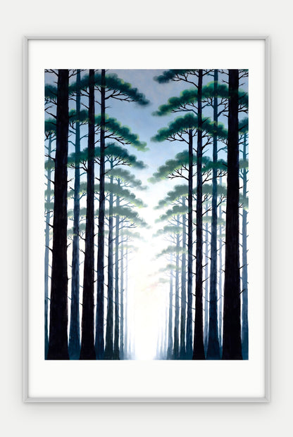 Plakat Las w ramie, oprawa: aluminium srebrne, z passe-partout, format 40 × 60 cm