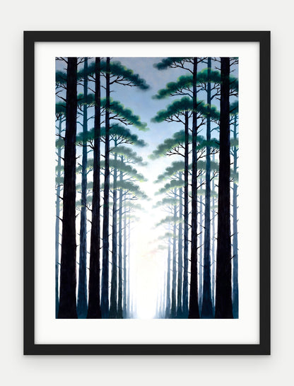 Plakat Las w ramie, oprawa: drewno czarne, z passe-partout, format 30 × 40 cm