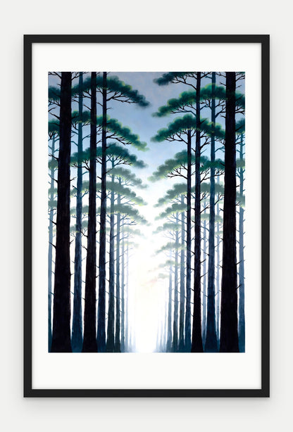 Plakat Las w ramie, oprawa: drewno czarne, z passe-partout, format 40 × 60 cm