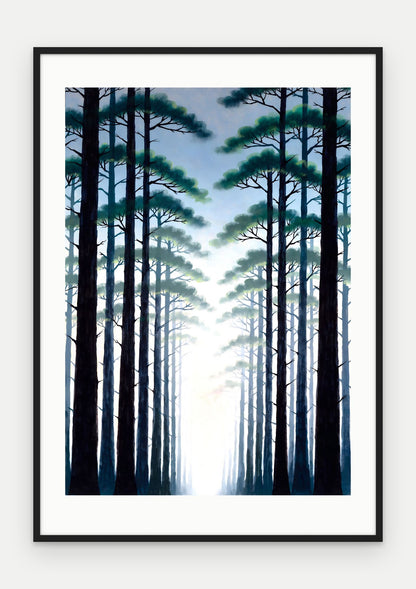 Plakat Las w ramie, oprawa: drewno czarne, z passe-partout, format 70 × 100 cm