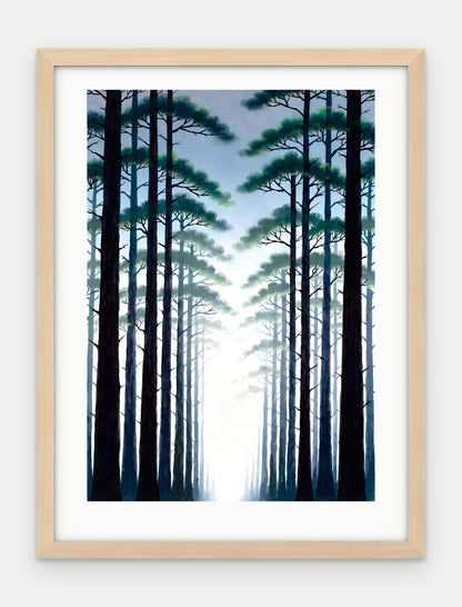 Plakat Las w ramie, oprawa: drewno naturalne, z passe-partout, format 30 × 40 cm