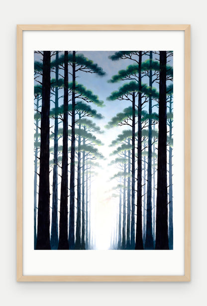 Plakat Las w ramie, oprawa: drewno naturalne, z passe-partout, format 40 × 60 cm