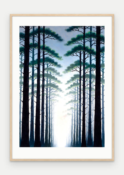 Plakat Las w ramie, oprawa: drewno naturalne, z passe-partout, format 70 × 100 cm