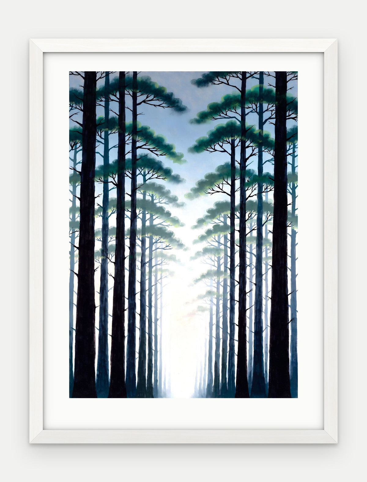 Plakat Las w ramie, oprawa: drewno białe, z passe-partout, format 30 × 40 cm