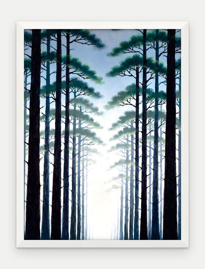 Plakat Las w ramie, oprawa: drewno białe, format 30 × 40 cm
